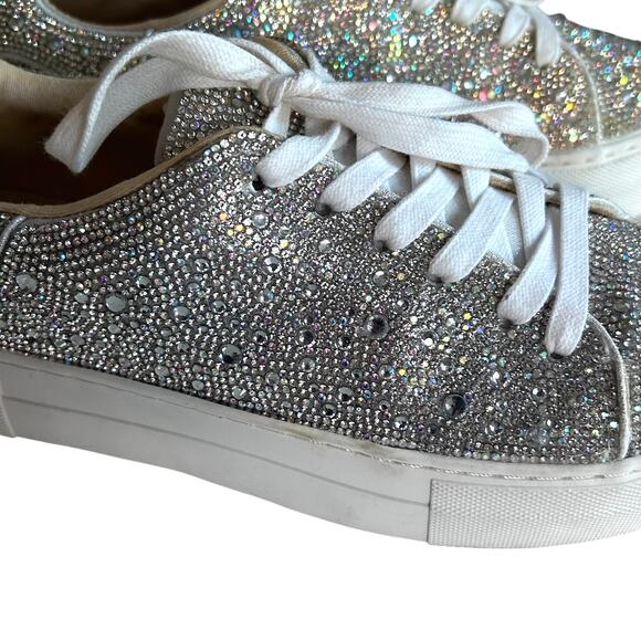 Betsy Johnson sneakers size 8.5 Sidny platform sparkle rhinestone metallic gray - Picture 8 of 13